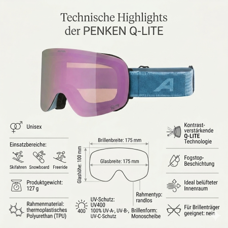 Alpina PENKEN Q-LITE (smoke-blue matt - mirror rose - blau)