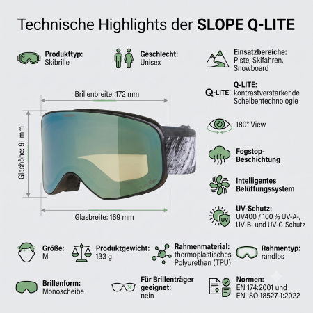 Alpina SLOPE Q-LITE (black-glacier matt - mirror green)