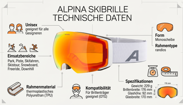 Alpina FALERA MAG Q-LITE (white matt - mirror red - weiß)