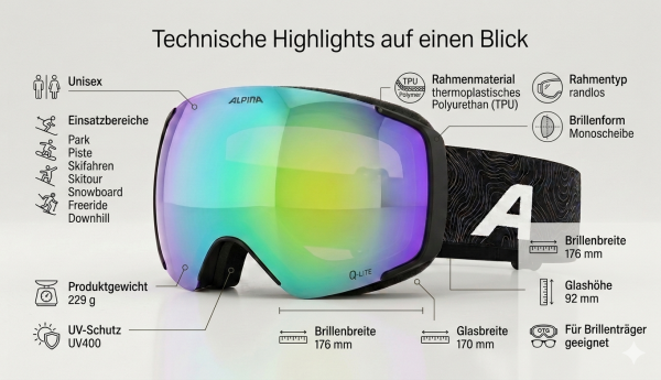 Alpina FALERA MAG Q-LITE (black-green - mirror green - grün)